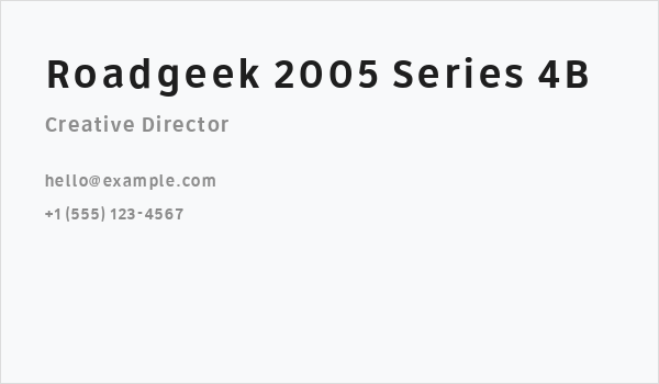 Roadgeek 2005 Series 4B Business Card