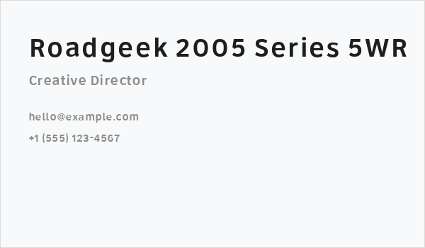 Roadgeek 2005 Series 5WR Business Card