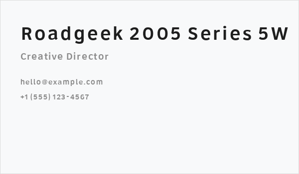 Roadgeek 2005 Series 5W Business Card