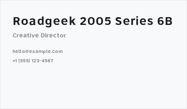 Roadgeek 2005 Series 6B Business Card