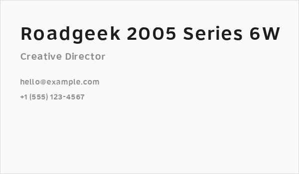 Roadgeek 2005 Series 6W Business Card