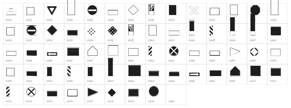 Roadgeek 2005 SignBacks Character Map