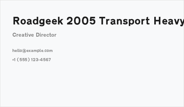 Roadgeek 2005 Transport Heavy Business Card