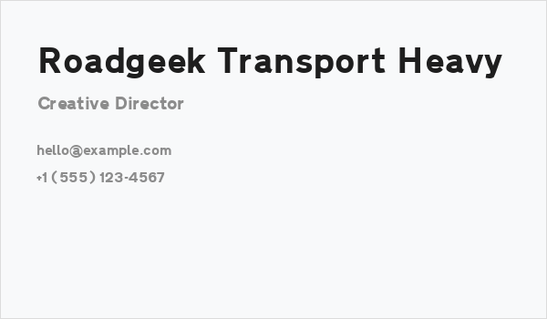 Roadgeek Transport Heavy Business Card
