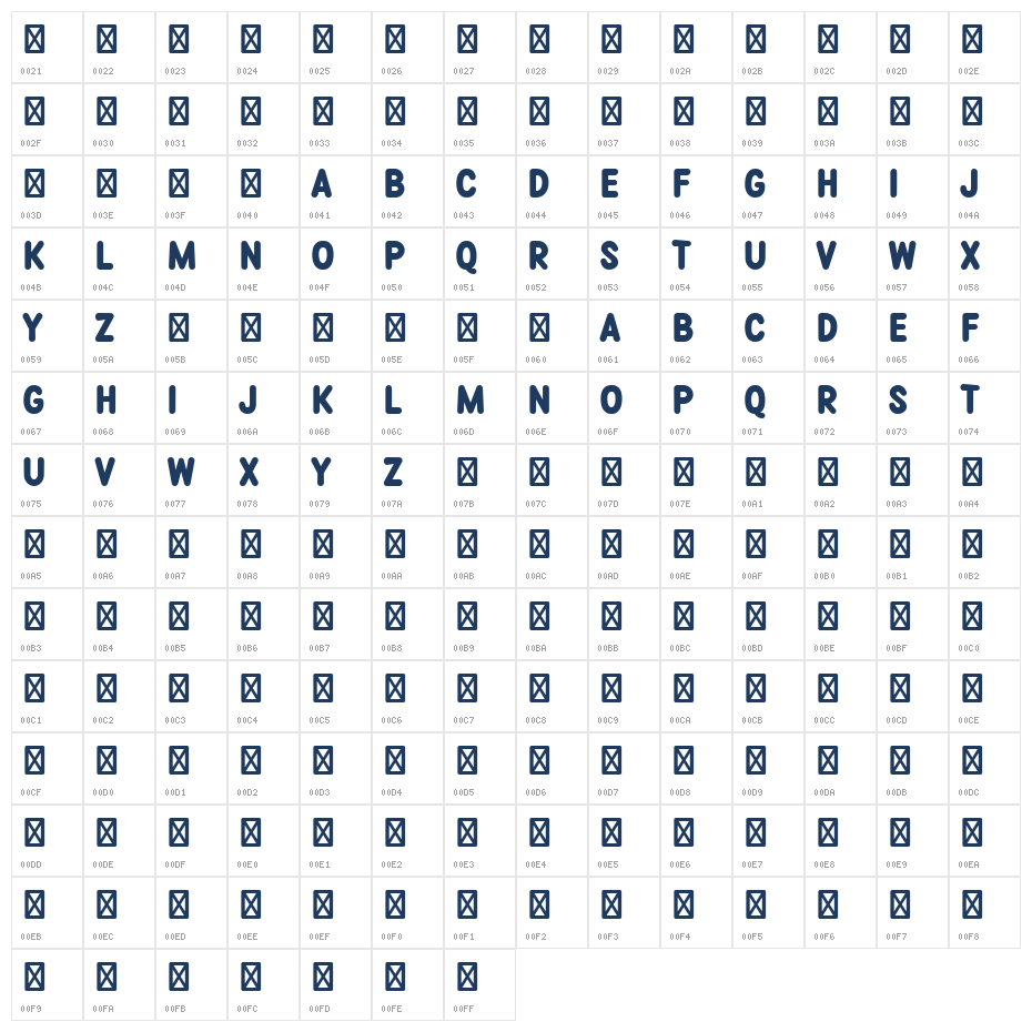 Roadside Sans Demo Regular Character Map