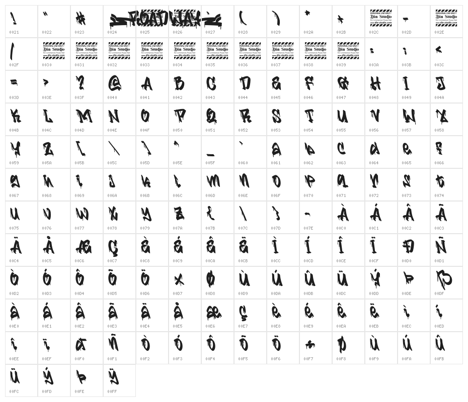 Roadway Personal Use Character Map
