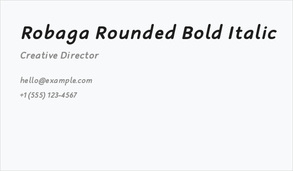 Robaga Rounded Bold Italic Business Card
