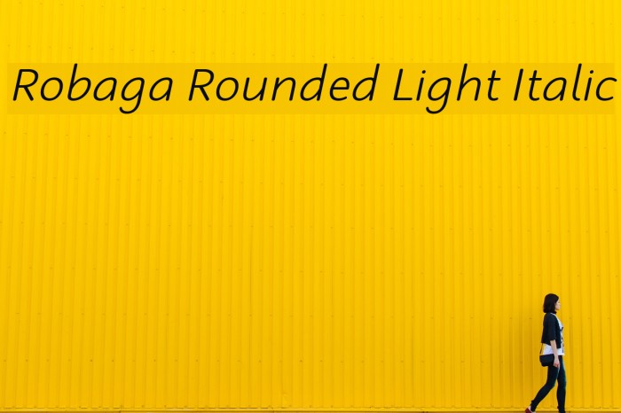 Robaga Rounded Light Italic Шрифта examples