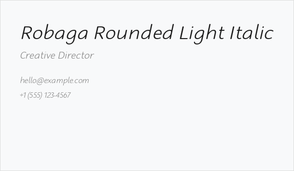 Robaga Rounded Light Italic Business Card