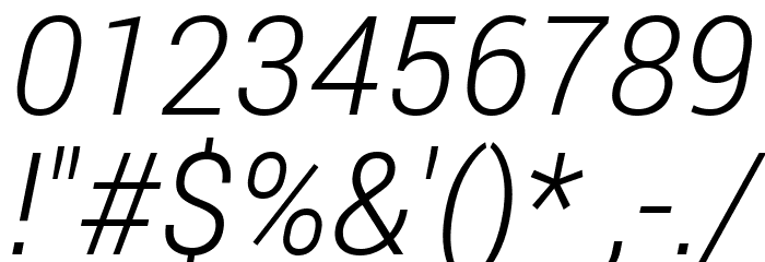 Roberto Sans Light Italic Font OTHER CHARS