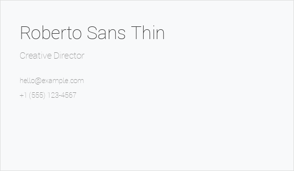 Roberto Sans Thin Business Card