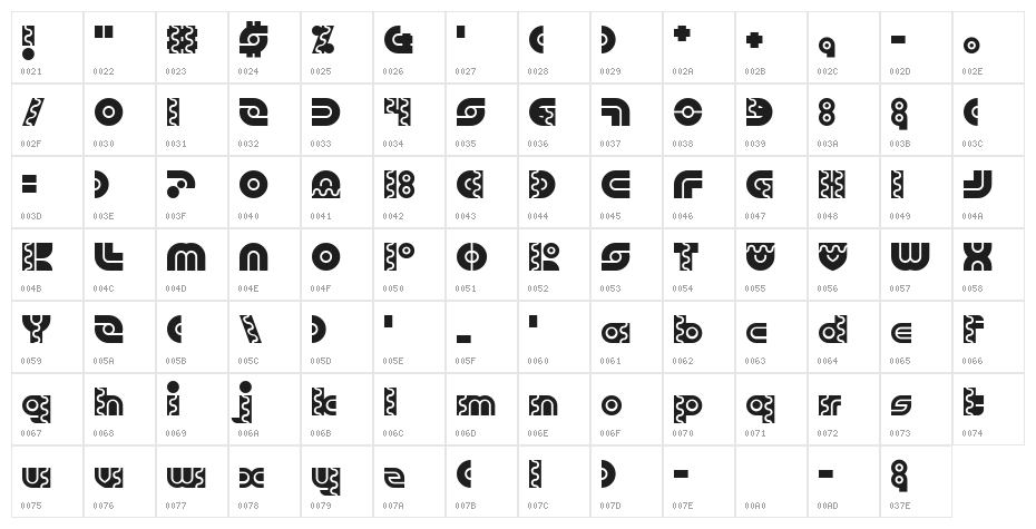 Robo Arriba Character Map