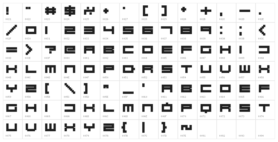 Robot Blocks Character Map