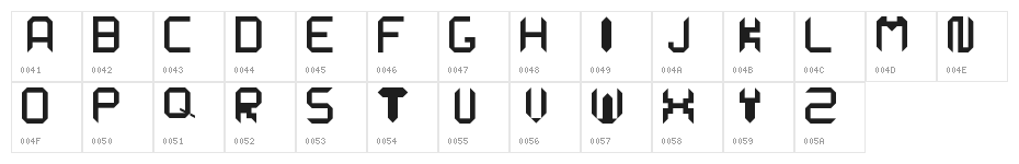 Robot Font Regular Character Map