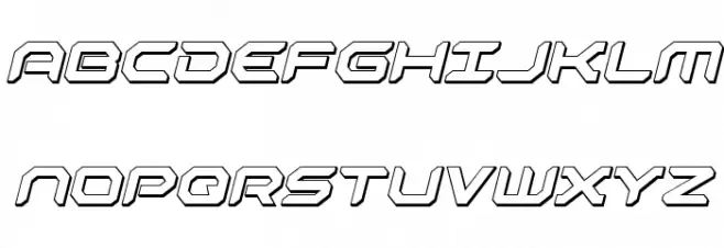 Robotaur 3D Italic फ़ॉन्ट अपरकेस