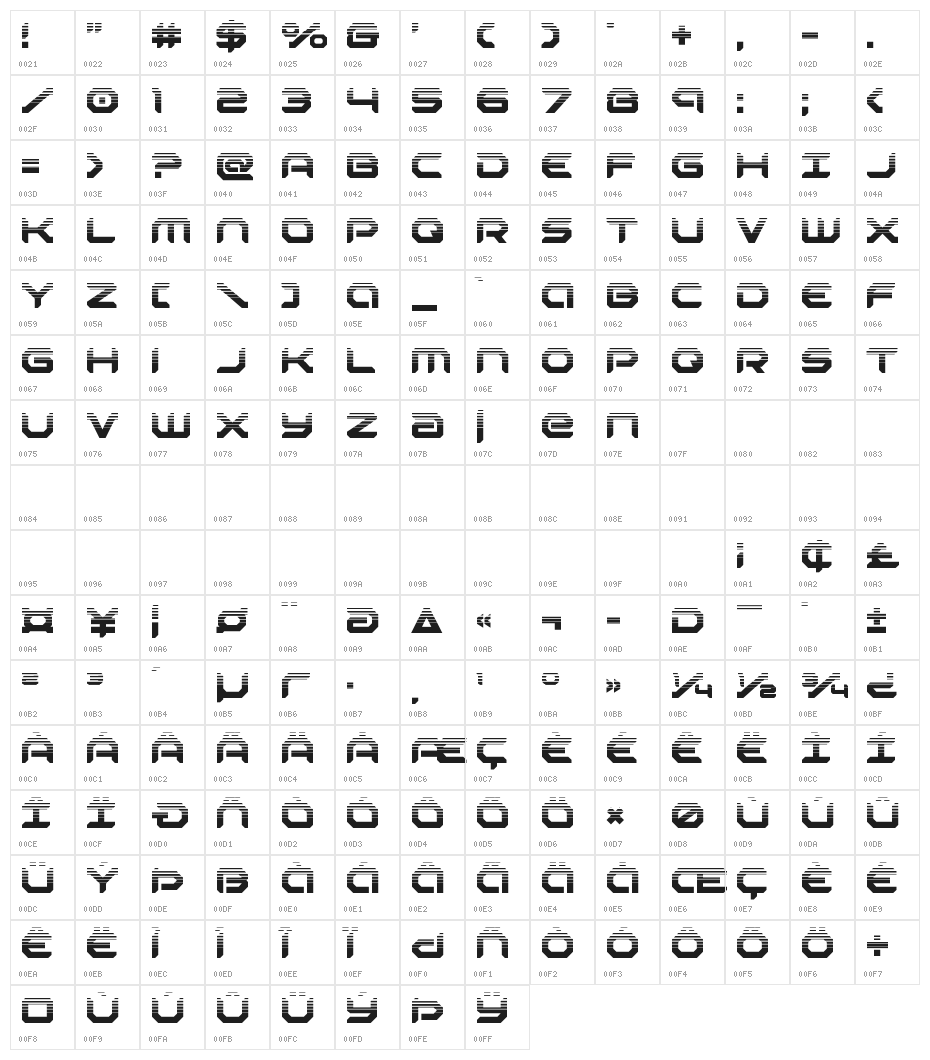 Robotaur Halftone Character Map