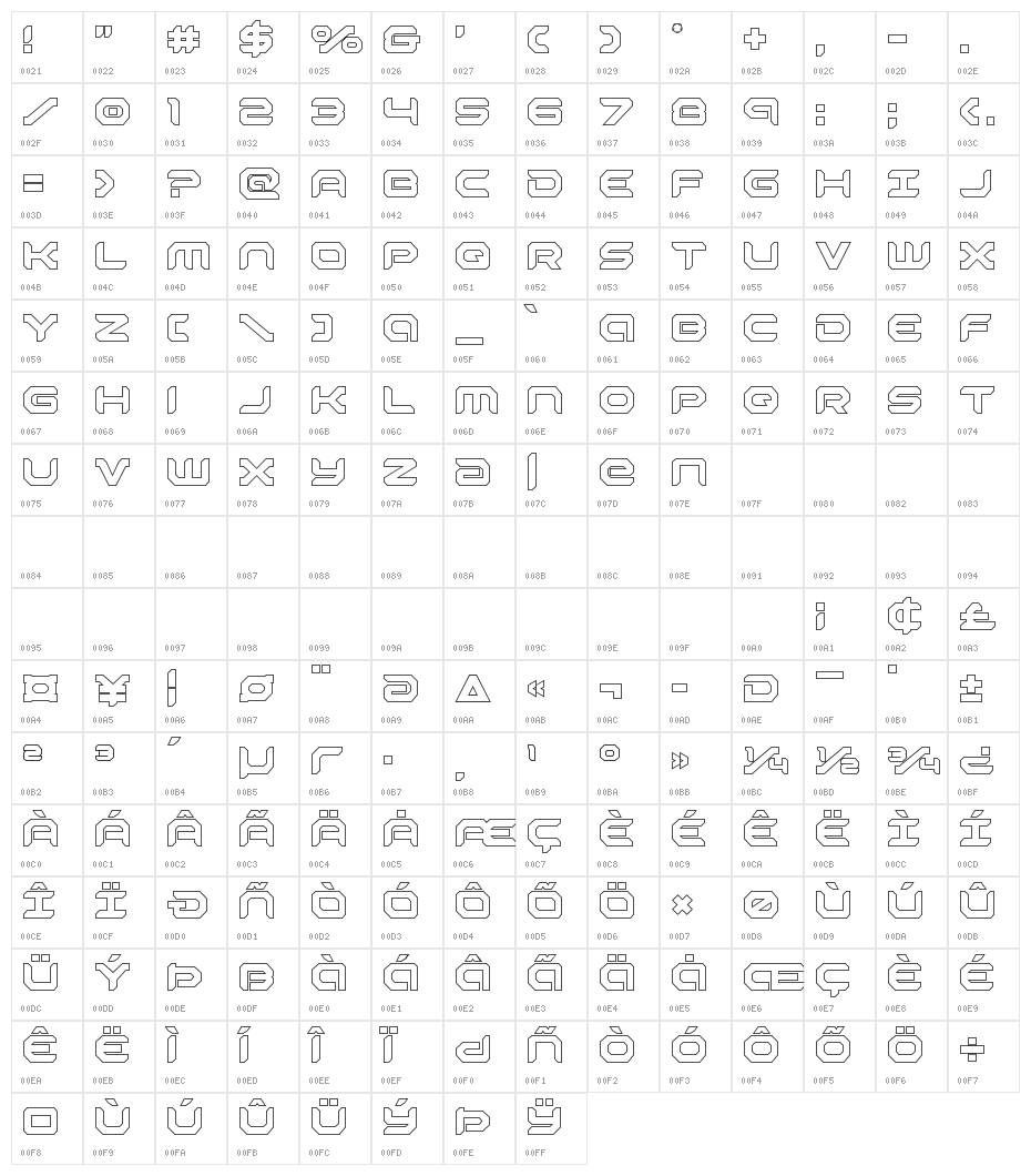 Robotaur Outline Character Map