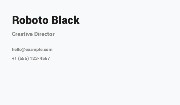 Roboto Black Business Card
