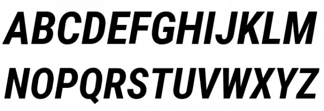 Roboto Condensed Bold Italic Schriftart Groß