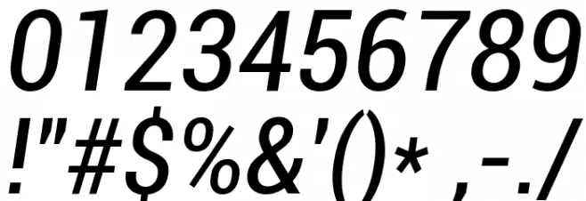 Roboto Condensed Italic Font OTHER CHARS