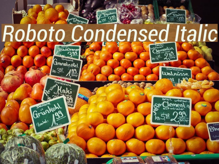 Roboto Condensed Italic Font examples