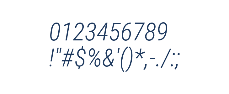 Roboto Condensed Light Italic Other Characters