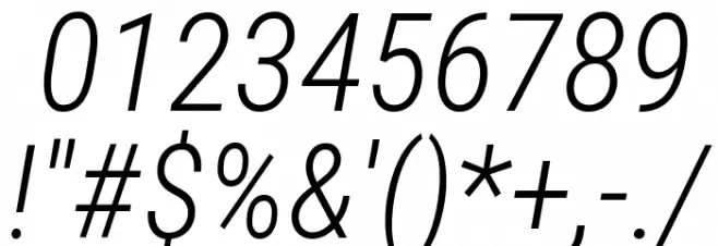 Roboto Condensed Light Italic Font OTHER CHARS