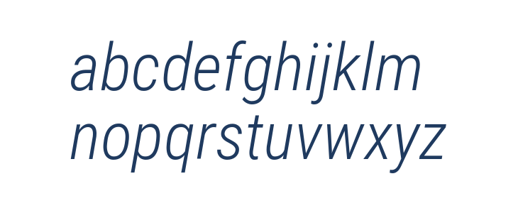 Roboto Condensed Light Italic Lowercase