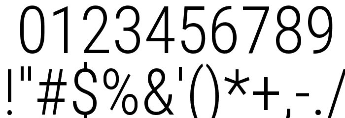 Roboto Condensed Light Font OTHER CHARS