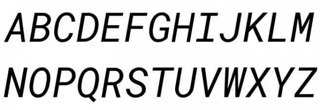 Roboto Mono Italic Schriftart Groß