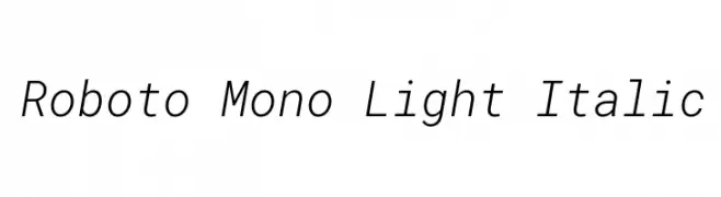 Roboto Mono Light Italic  नि: शुल्क फ़ॉन्ट्स डाउनलोड