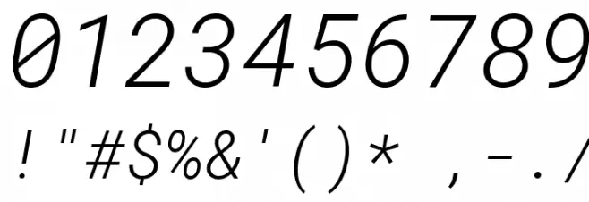 Roboto Mono Light Italic Font OTHER CHARS