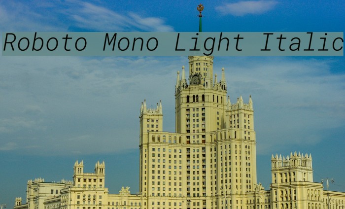 Roboto Mono Light Italic Font examples