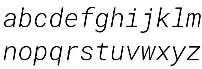Roboto Mono Light Italic Font LOWERCASE
