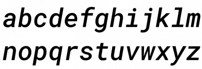 Roboto Mono Medium Italic Schriftart Kleinbuchstaben