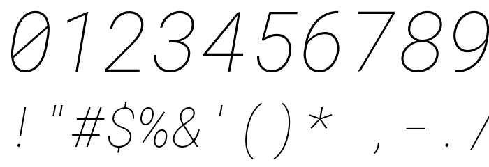 Roboto Mono Thin Italic Font OTHER CHARS