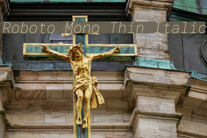 Roboto Mono Thin Italic Font examples