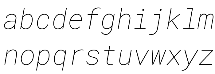Roboto Mono Thin Italic Font LOWERCASE