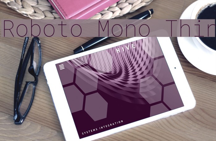 Roboto Mono Thin Font examples