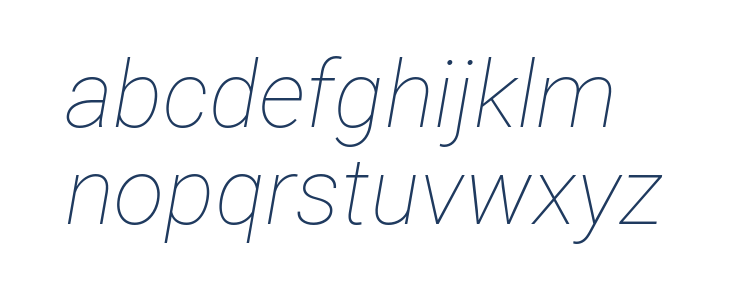 Roboto Thin Italic1 Lowercase