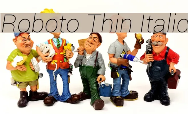 Roboto Thin Italic Example 1