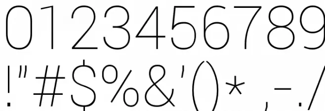 Roboto Thin Font OTHER CHARS