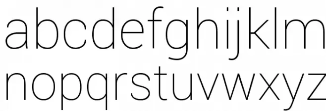 Roboto Thin फ़ॉन्ट लोअरकेस