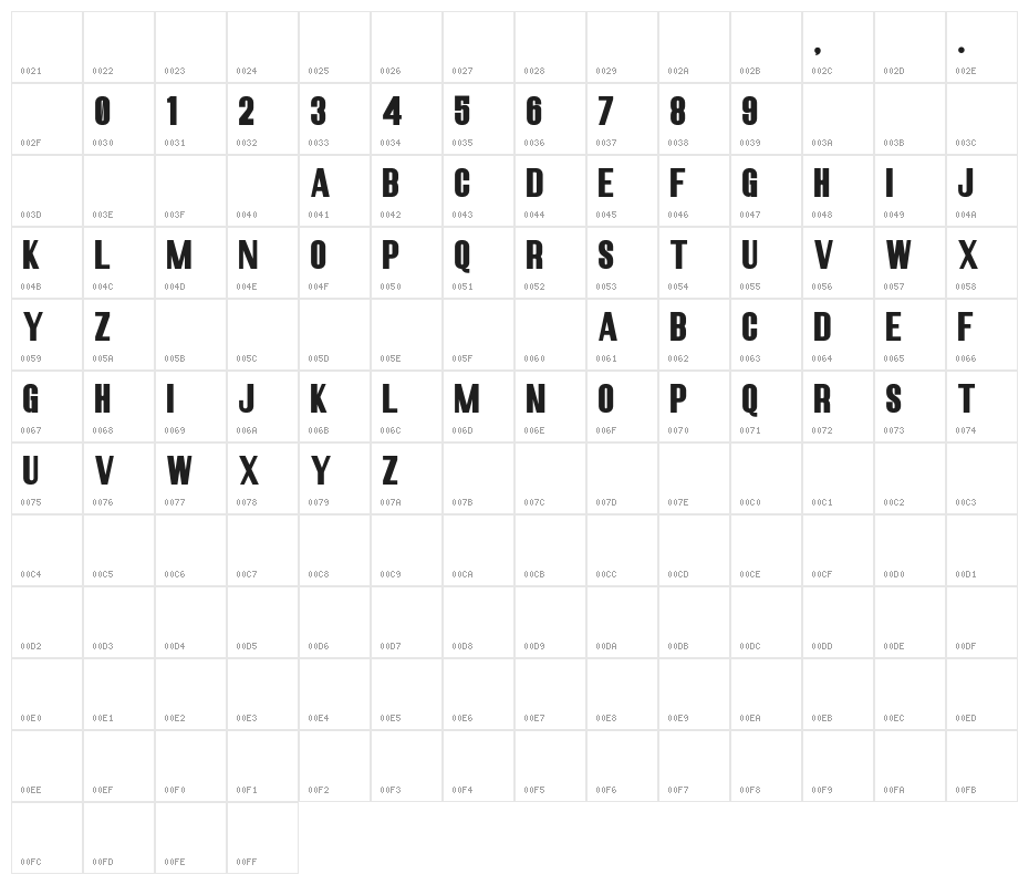 RobustaIISans-Regular Character Map