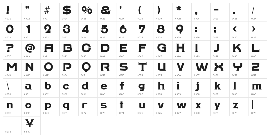 Rochishin Bold Character Map