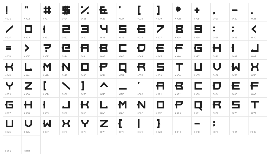 Rock Elegance Character Map