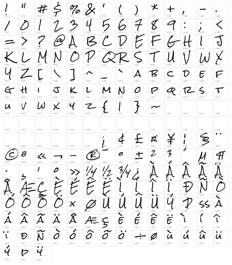 Rock Salt Character Map