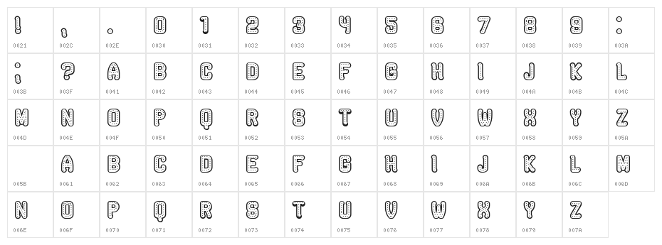 Rockefeller Hollow Regular Character Map