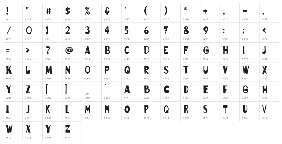 Rocket Doodle Regular Character Map