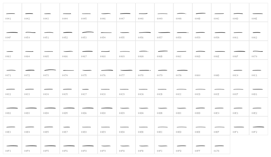 Rockhead Swash Character Map